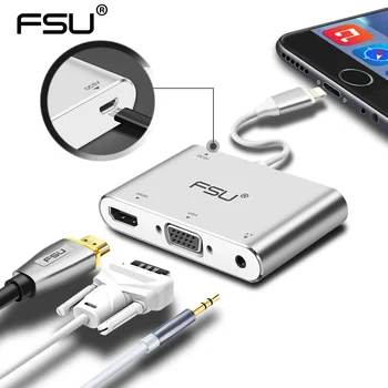 

Lightning to HDMI VGA Converter For iPad Series 3.5 Jack Cable Audio TV Adapter Cable For iPhone Series X 8 7 7 Plus 6 6S 5 5S