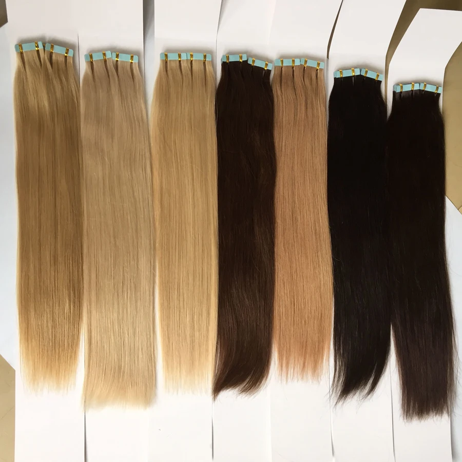 100 Gram Double Drawn Brazilian Virgin Hair PU Tape Hair Weft Human ...