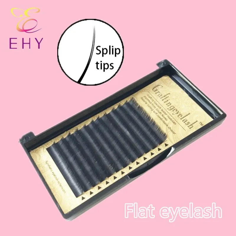 

New Matte Flat Eyelash Extensions Individual Mink 0.15 0.20 Softer Ellipse Flat Lash Split Tips Ligher Volume Looking