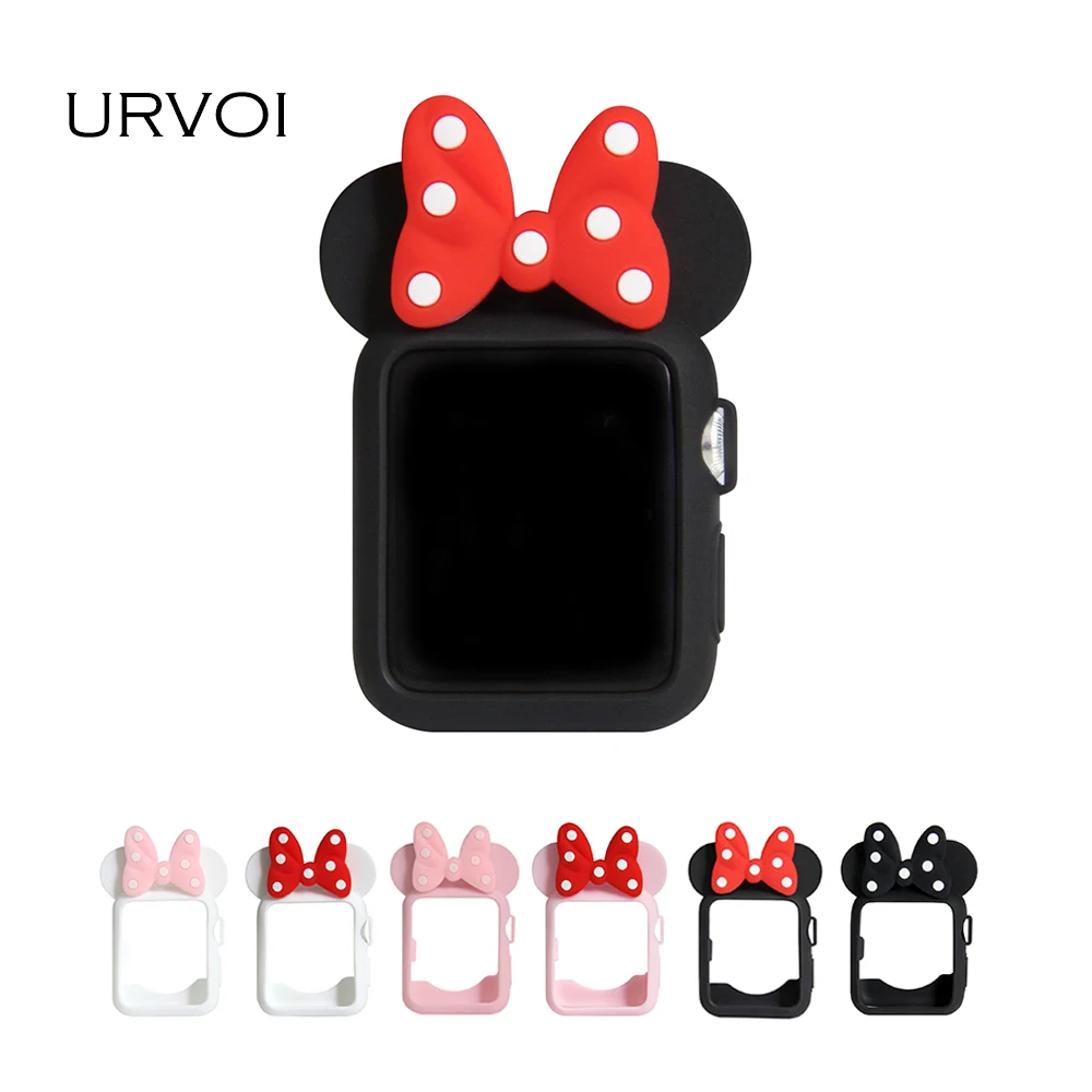 

URVOI Cover for apple watch case series 4 3 2 1 38mm 42mm band protector for iWatch silicone cartoon cover for Minnie design