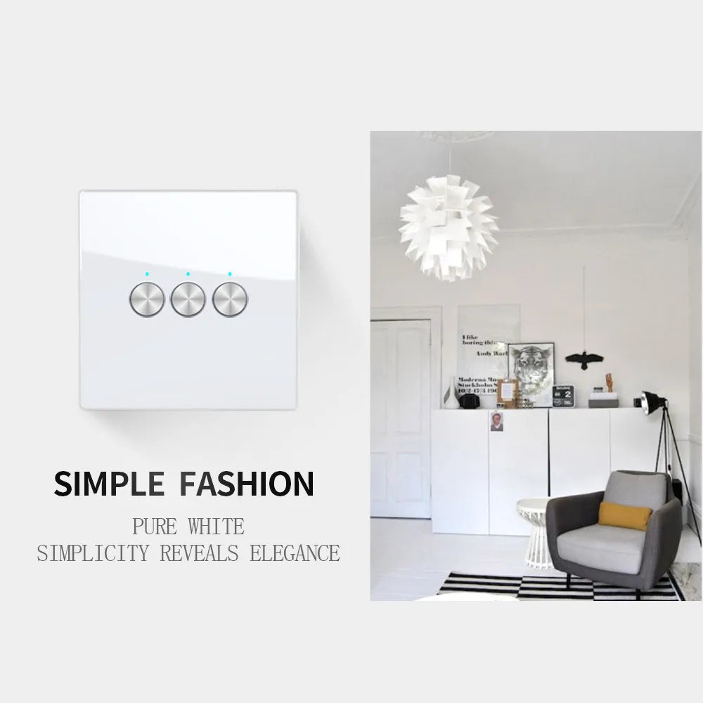 

3 Wall Switch Capacitive Hand Switch Wireless Remote Control Glass Smart Home #4