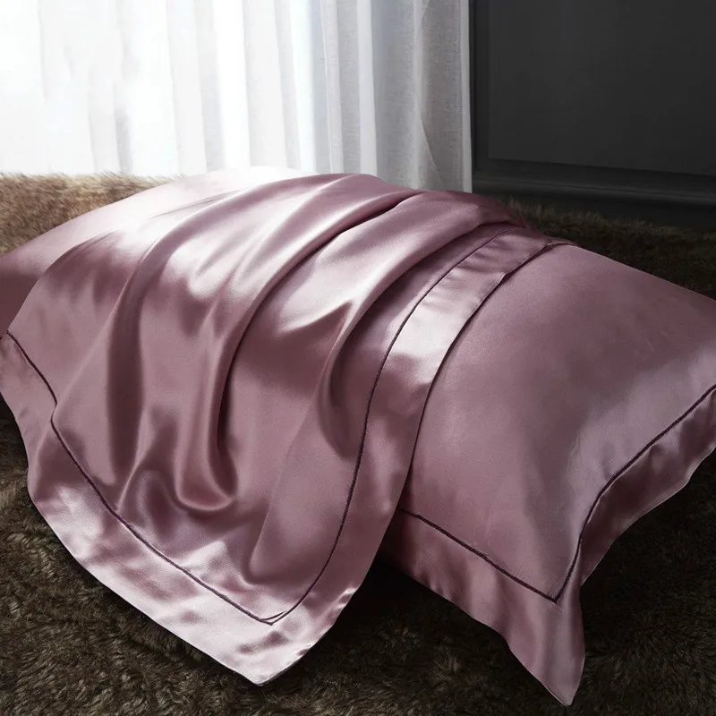 

New European-style silk pillowcase 100% Pure color superior hotel single-sided pillowcase 48*74cm*2 Pcs