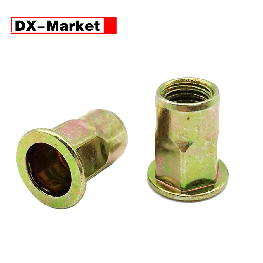 

m4 m5 m6 m8 m10 m12 rivet nut,Flat head semi-hex body rivet nut with knurled shank ,K003