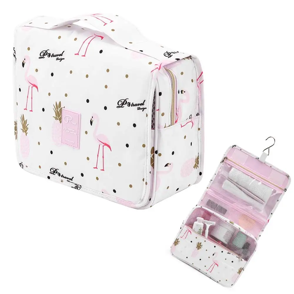 

Flamingo Travel Hanging Toiletry Makeup Cosmetic Bag Organizer For Women Men Large Toiletry Kit Make up Pouch Beauty Case Big