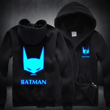 New BATMAN Hoodies Anime Luminous Hooded spring cotton Coats Jackets Men Cardigan Sweatshirts