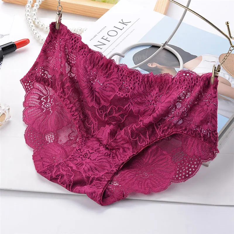 Women's high quality sexy lace Panties Mid-Rise waist briefs women Lingerie hollow underpant women's briefs and underwear