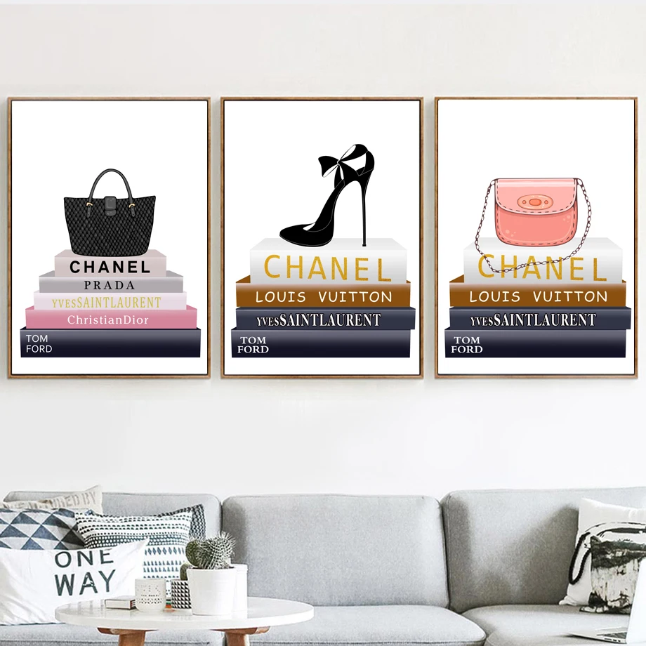 

Fashion Book High Heels Bag Wall Art Canvas Painting Nordic Posters And Prints Wall Pictures For Living Room Bedroom Home Decor