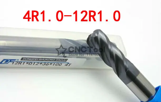 

1Pcs 4R1.0-12R1.0 4Flute Cemented Carbide Corner Radius endmill CNC router bit milling cutter (4mm/5mm/6mm/8mm/10mm/12mm)