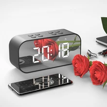 

New Bluetooth 5.0 Wireless Bluetooth Speaker Column Subwoofer Music Sound Box LED Time Snooze Alarm Clock for Laptop Phone