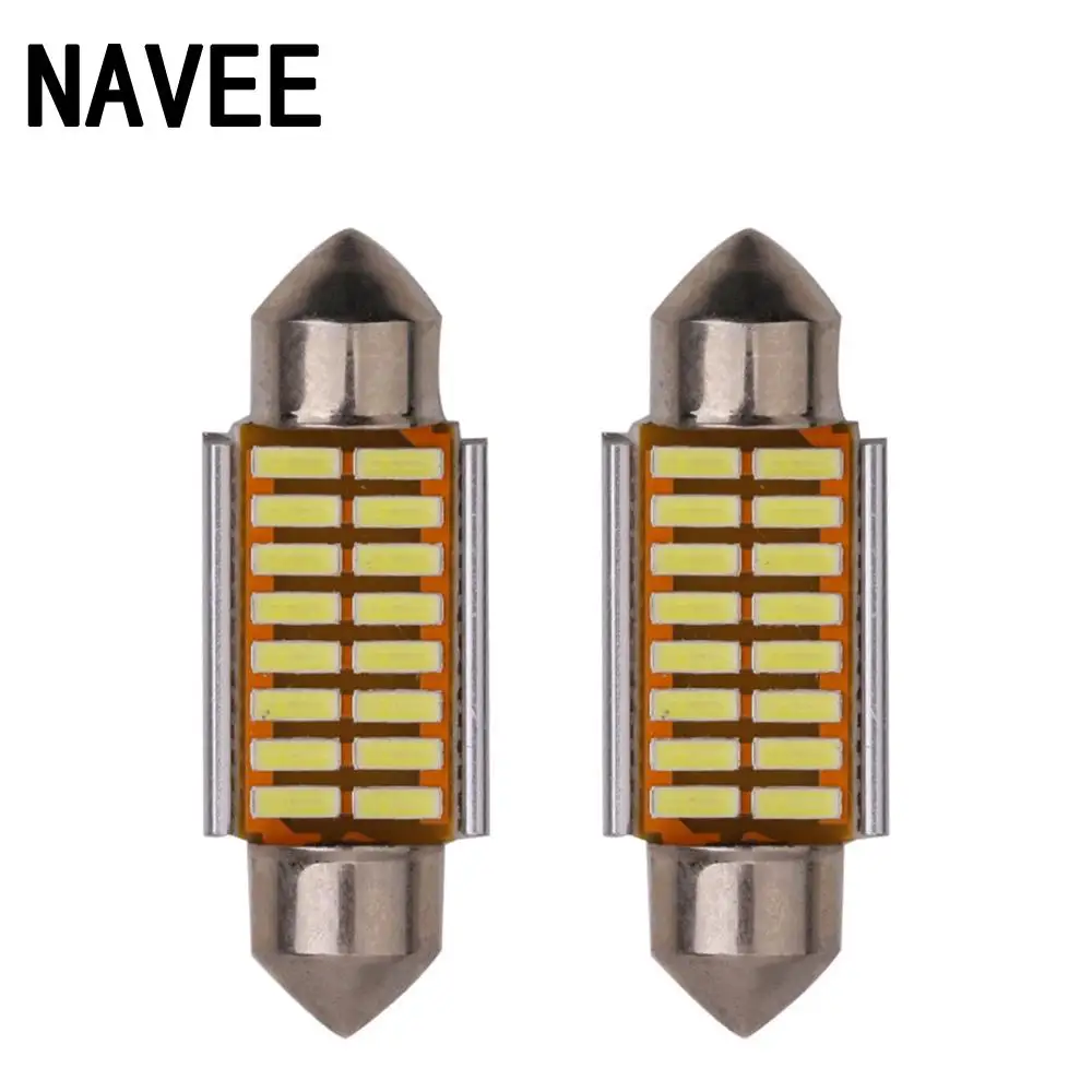 10 pcs Dual-tip 4014SMD Car LED Festoon Dome Interior Reading Light Lamp Bulb 31mm 36mm 39mm 41mm Car Styling