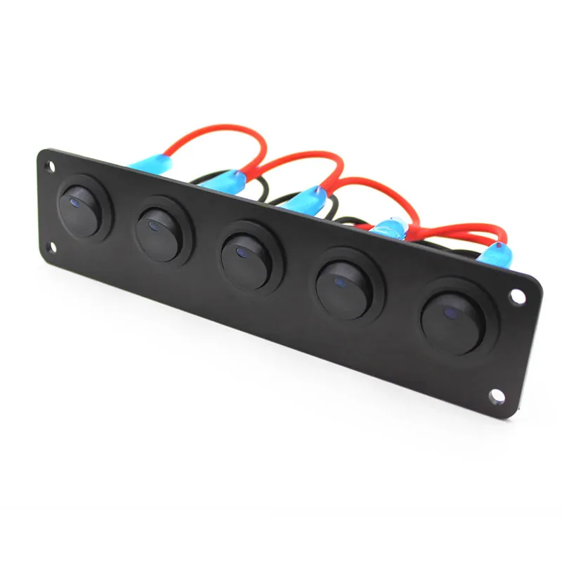 

*US 5GANG Round ON/OFF Rocker Toggle Switch Panel LED Light For Car Marine Boat*