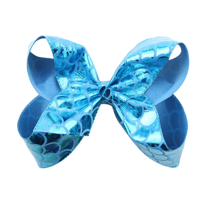 8pcslot Fashion 6 inch printing big butterfly clip Fish scale pattern Hair Bows girl's handmade hair  (5)