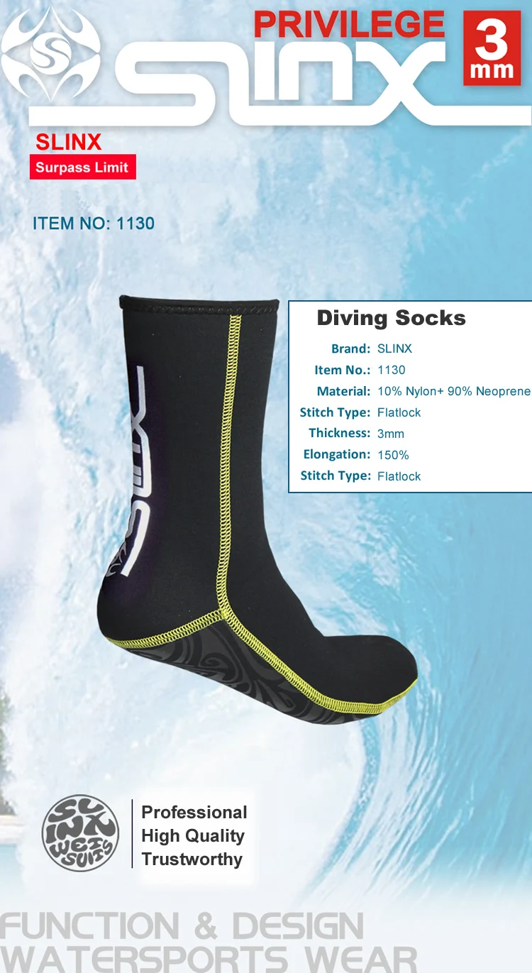1 пара SLINX 3 мм Неопреновые нескользящие носки для дайвинга, носки для плавания, подводные носки для Гидрокостюма, предотвращающие появление царапин, согревающие носки для подводного плавания