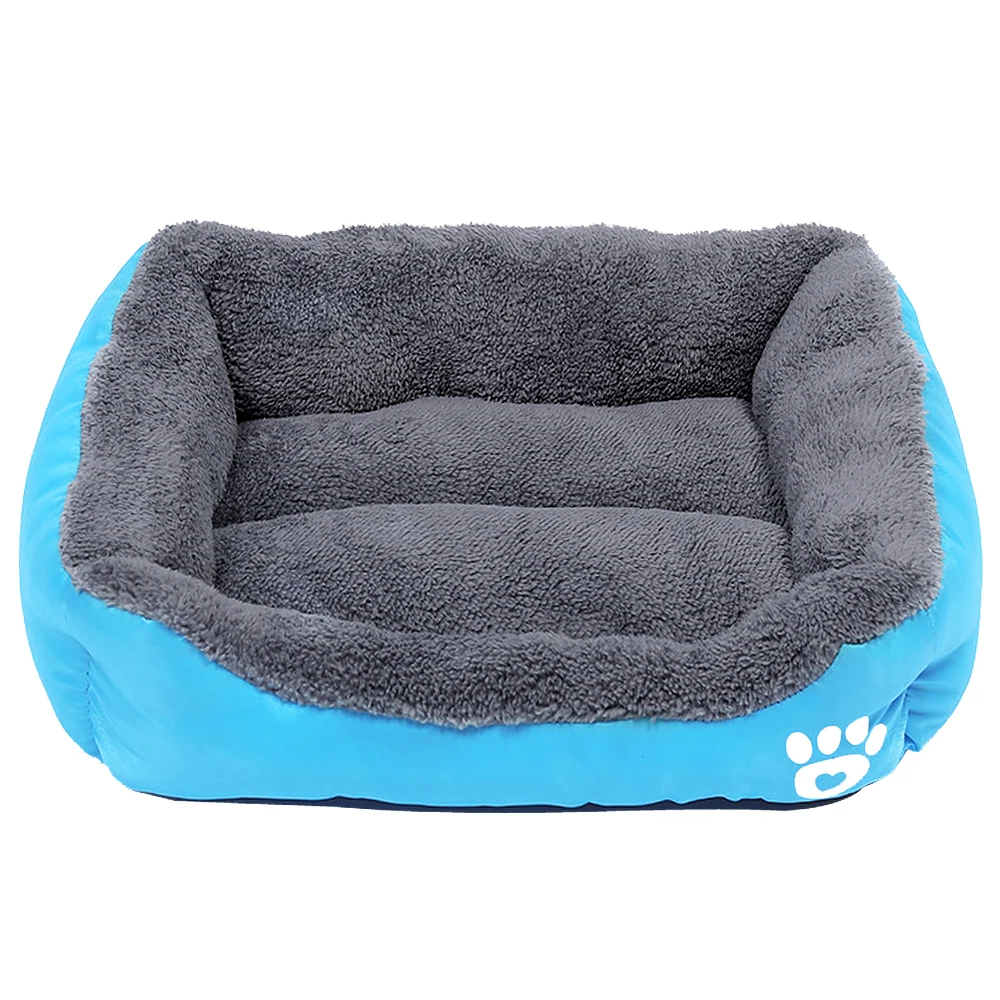 Кровать для собаки, домик для маленькой собаки, теплый флисовый диван для питомца, гнездо для щенка, кошки, кровати, коврик для маленьких средних собак, чихуахуа, Cama Para Perro - Цвет: Синий