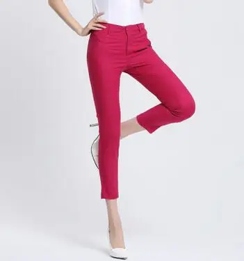 Высокое качество, женские крутые капри, брюки, Дамская одежда для работы, деловой костюм, брюки, черные, белые, красные, pantalon, женский костюм, брюки, XL - Цвет: rose red