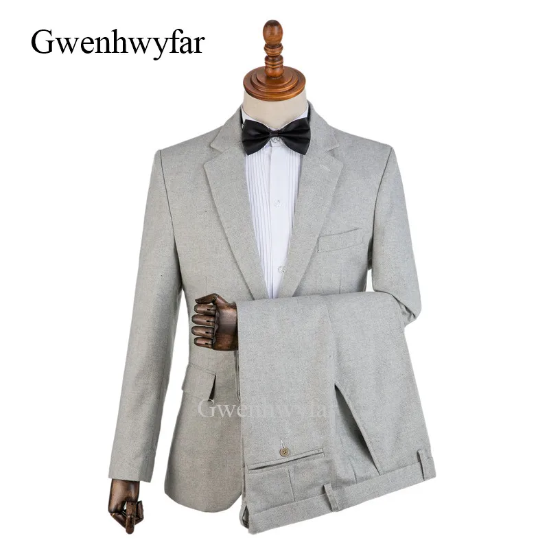 Gwenhwyfar 2018 зимние костюмы из смеси шерсти в елочку для мужчин деловой мужской