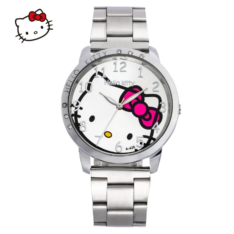  New Brand Hello Kitty Cartoon Watches Women Children Dress Quartz Wristwatch Kids Hellokitty Watches Girls Montre Enfant