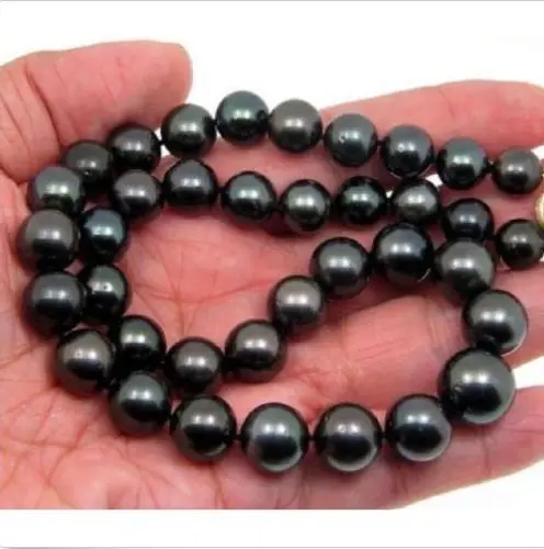 

Jewelr 005717 HOT Real natural 10-11mm south sea black pearl necklace 18" 14KGP
