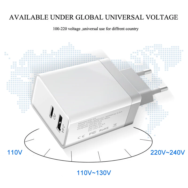 30W USB PD Fast Charger For iPhone Samsung Adapter Type C Quick Charger (4)