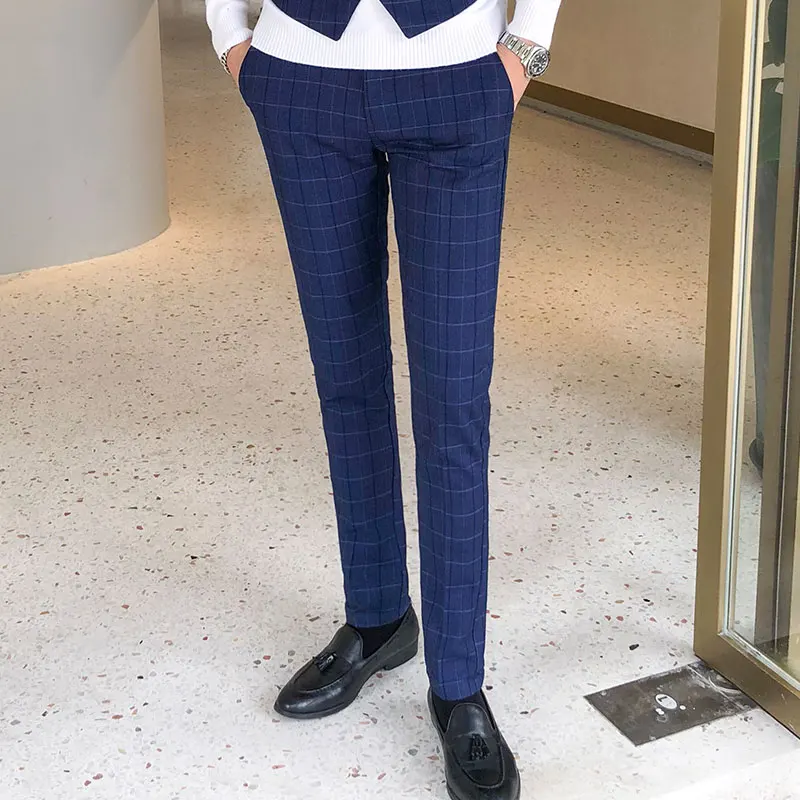 2019 Men Suit 3 Piece Set Slim Design Men Blazer Jacket and Pant with Vest Asian Size 5XL New Plaid Men Wedding Suits