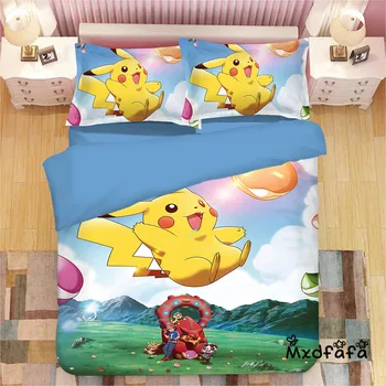 

Mxdfafa Anime Pokemon Bed Sack Set Cartoon Bedding Sets Luxury Duvet Cover 3pcs Include 1 Duvet Cover and 2 Dakimakura Case