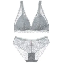 

New Underwear Women Lace Sexy Big Size Solid Seamless Lace Encaje Lingerie Set Pushup Bra 3/4 Cup Bralette Red Black HGBS0039