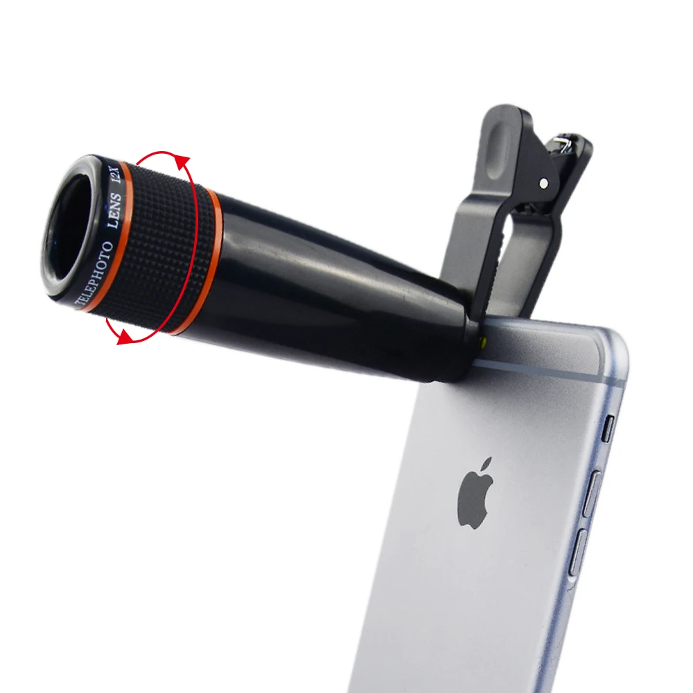 4in1 12x Zoom Telescopic Optical Lens & Macro & Wide angle Lens & Fish