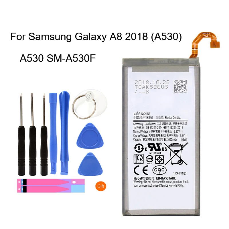 

Original EB-BA530ABE Battery for Samsung Galaxy A8 2018 (A530) A530 SM-A530F 3000mAh Phone Replacement Batteries