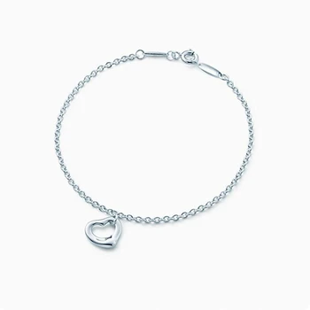 

Original 100% S925 Sterling Silver Bracelet Open Heart Love Bracelet Women Logo Fine High-End Jewelry