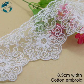 

5yards 8.5cm white lace cotton embroidery lace french lace ribbon fabric guipure diy trims warp knitting sewing Accessories#2971