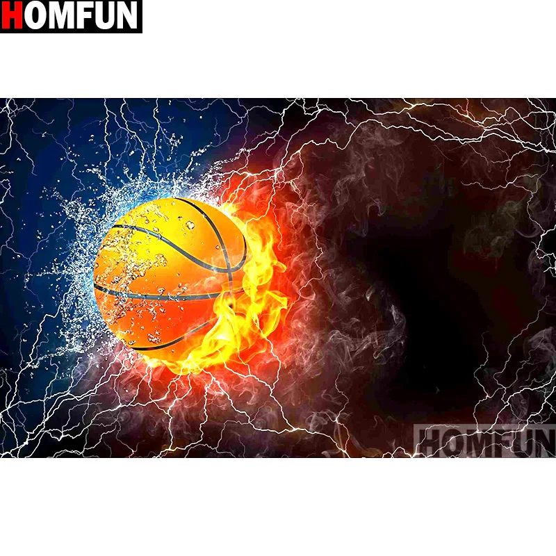 Алмазная 5D картина HOMFUN баскетбольный огонь вышивка крестиком полностью
