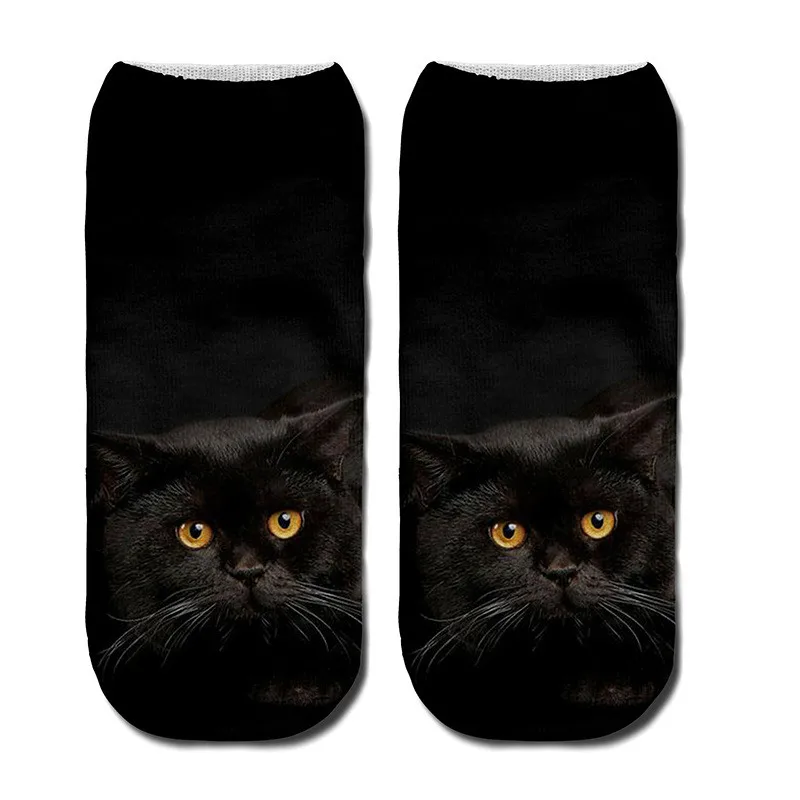 Женские повседневные носки-башмачки, женские удобные носки до щиколотки с 3D изображением кота,, невидимые короткие носки, модные носки - Цвет: style 3