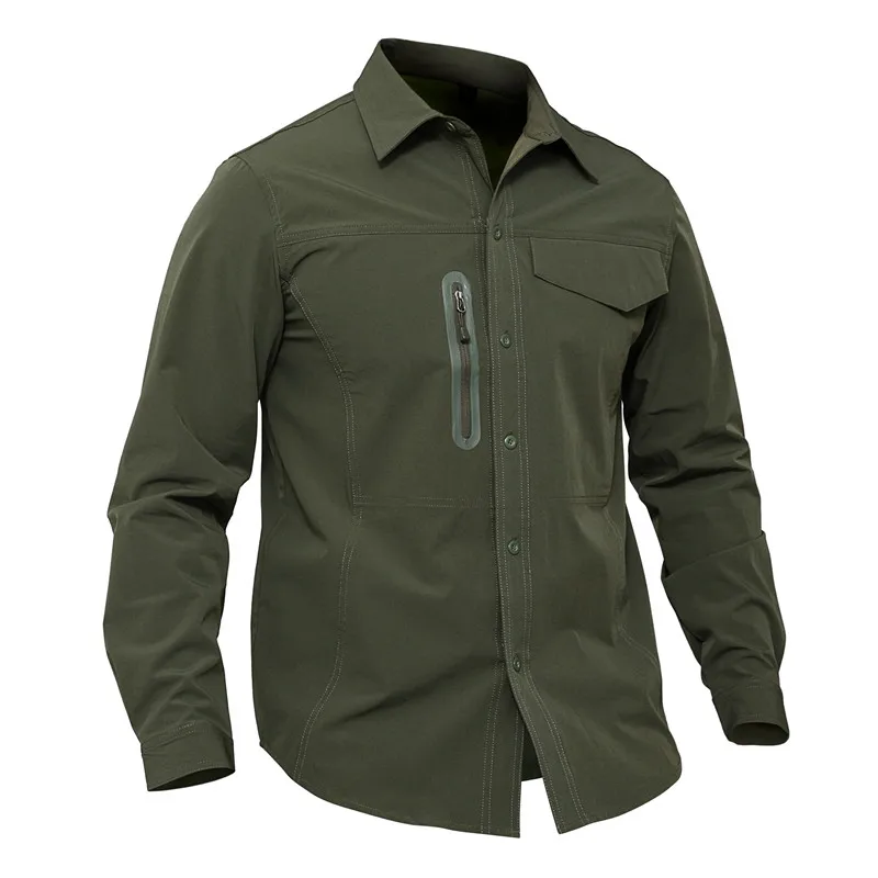 

2019 New Men's Military Breathable Quick Dry Shirt Summer Casual Tactical Army Long Sleeve Shirts Fashion Elastic Fabric Shirts