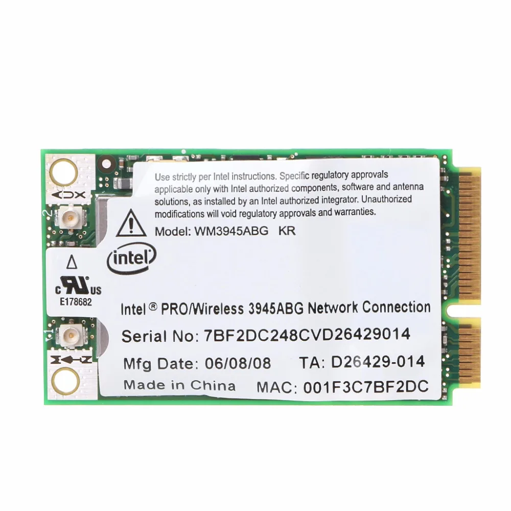 Новая беспроводная WIFI карта WM3945ABG Mini PCI E 54M 802.11A/B/G для ноутбука Dell ASUS|Сетевые карты|