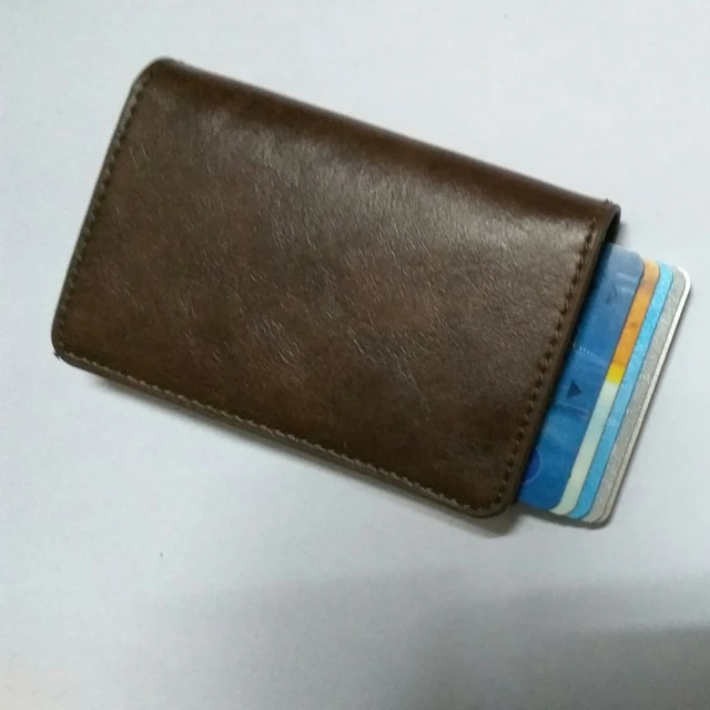 Men Women Aluminum Id Cash Credit Card Holder Business Men Women Aluminum Id Cash Credit Card Holder Business Protector Case Pu Leather Blocking Rfid