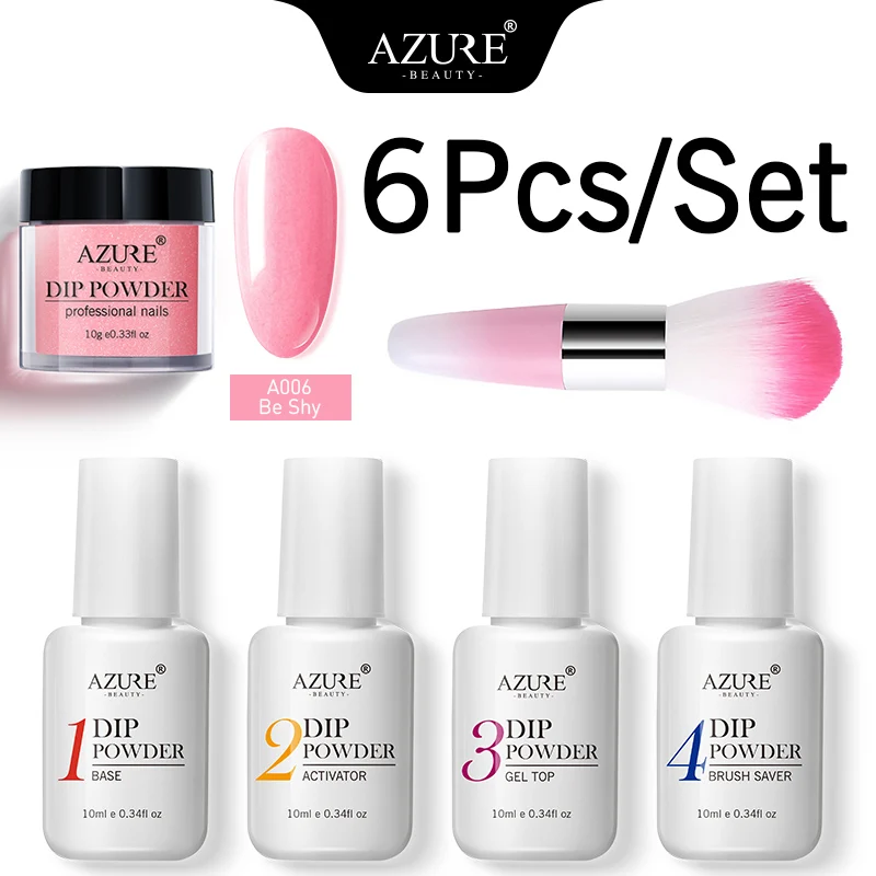 

Azure Beauty 6Pcs/Lot Dipping Powder Holographic Dust Nail Art Powder Decoration Gradient French Glitter Dip Powder Without Lamp
