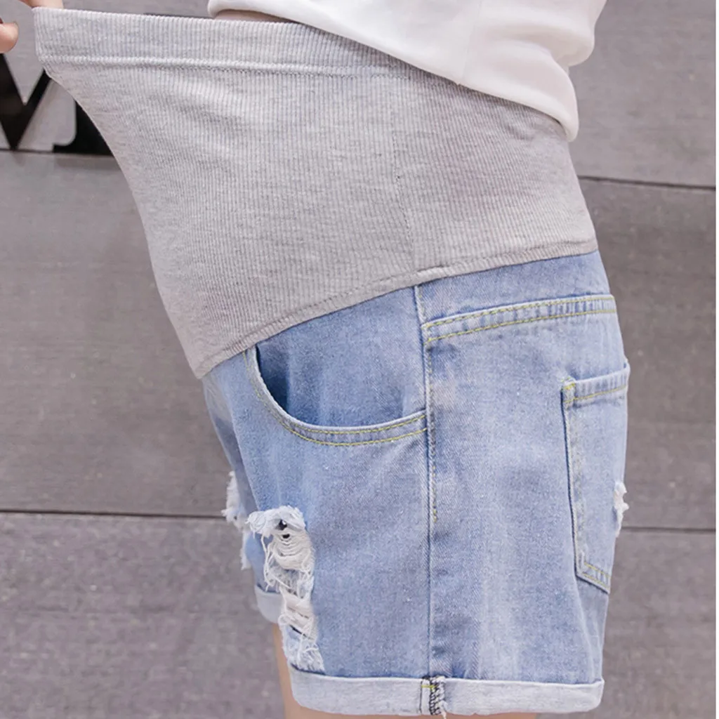 Рваные джинсы для беременных женщин; однотонные шорты для беременных; летние шорты для кормления