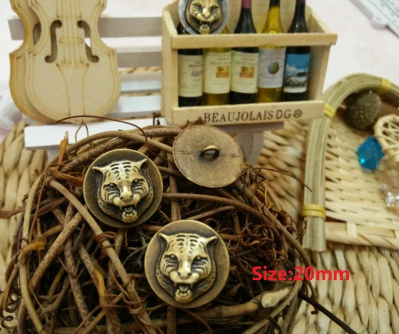 New 10 pieces tiger High grade Metal Retro bronze jacket buttons shirt Sweater button Decorations Accessories 20mm Free shipping | Дом и сад