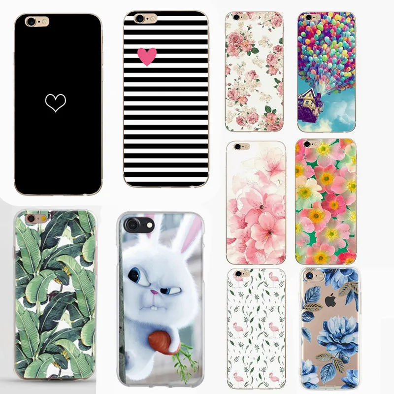 

Case For iphone 6 6S SE 5 5s 7Plus 8 Plus X 10 luxury Phone Shell TPU soft Case Cover Beautiful Flowers for iphone 7 Phone Cover