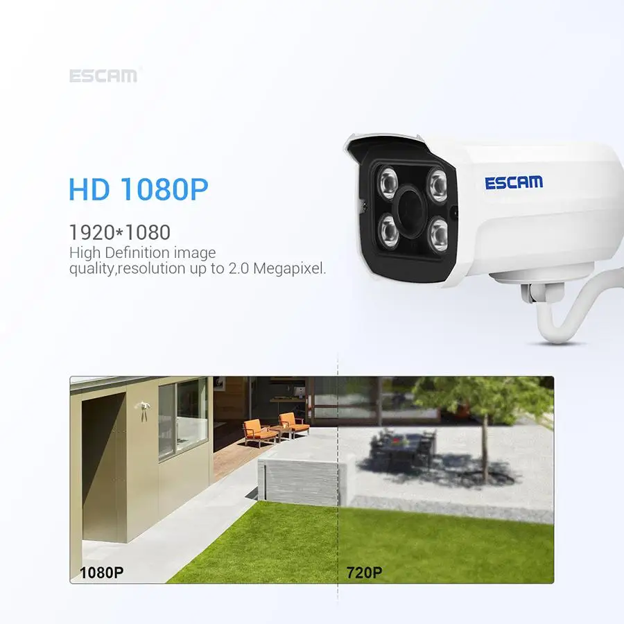 ESCAM кирпич QD900 wifi 1080 P P2P облачная ИК Водонепроницаемая IP сеть беспроводных камер безопасности IR Bullet Surveillance наружная мини-камера