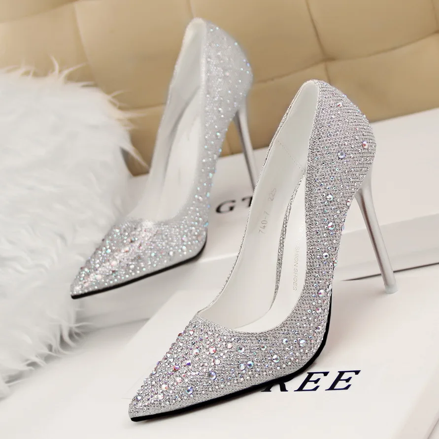 2018 Spring Women Pumps Shoes Y High Heels Wedding Bride 2018 Spring Women Pumps Shoes Y High Heels Wedding Bride Famale Bling Pointed Toe Heel 3206 In S From On