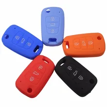 5 Colors 3 Buttons Silicone Car Key Cover Fit For Hyundai i20 i30 i35 iX20 iX35 ix30 Solaris Verna Folding Key Silicone Shell