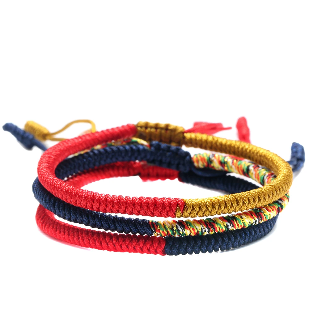 

Handmade Bracelet Mix Color Buddhism Braided Knots Good Lucky Rope Bracelet For Man Women Size Adjustable Unisex Jewelry 1412
