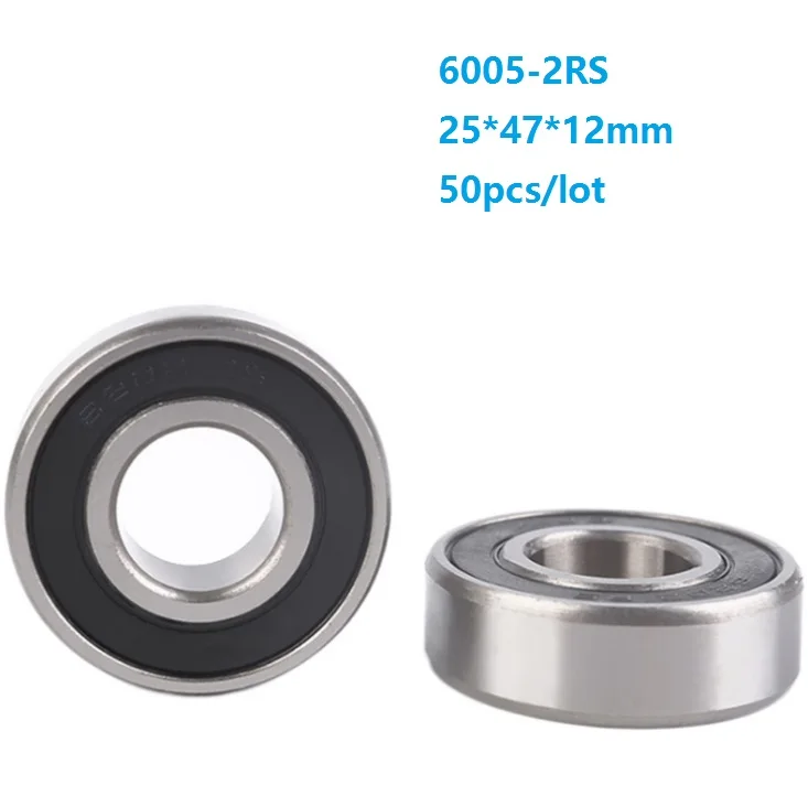 Pack De 10 Rodamientos De Bolas 6005-2RS - Medidas 25x47x12 Mm, Una Sola Hilera, Ranura Profunda, Para Aplicaciones De Industria Ligera Y Alta Velocidad