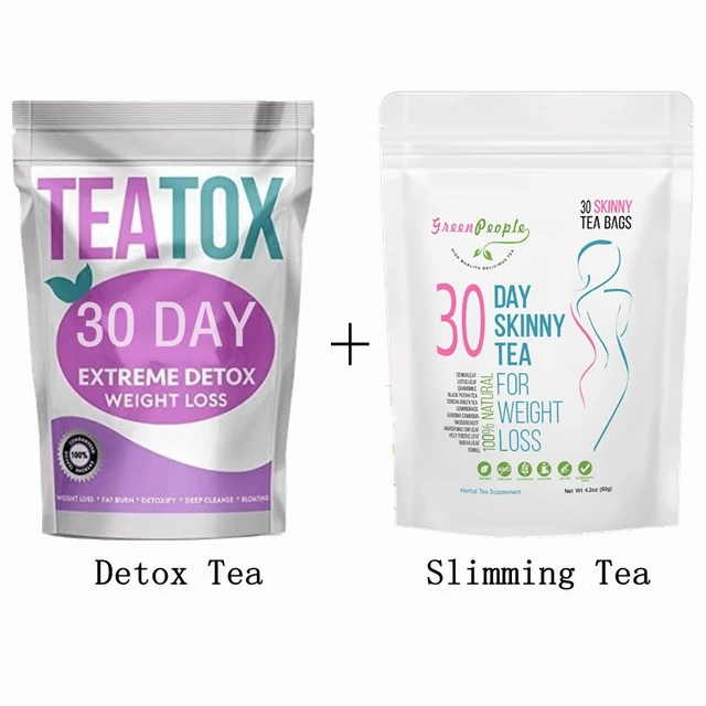 

50pcs 30 Days Fat Burning Slimming Tea & 30 Detox Tea for Weight Losing Healthy Skinny Tea Bags Men and Women Skin Care Products