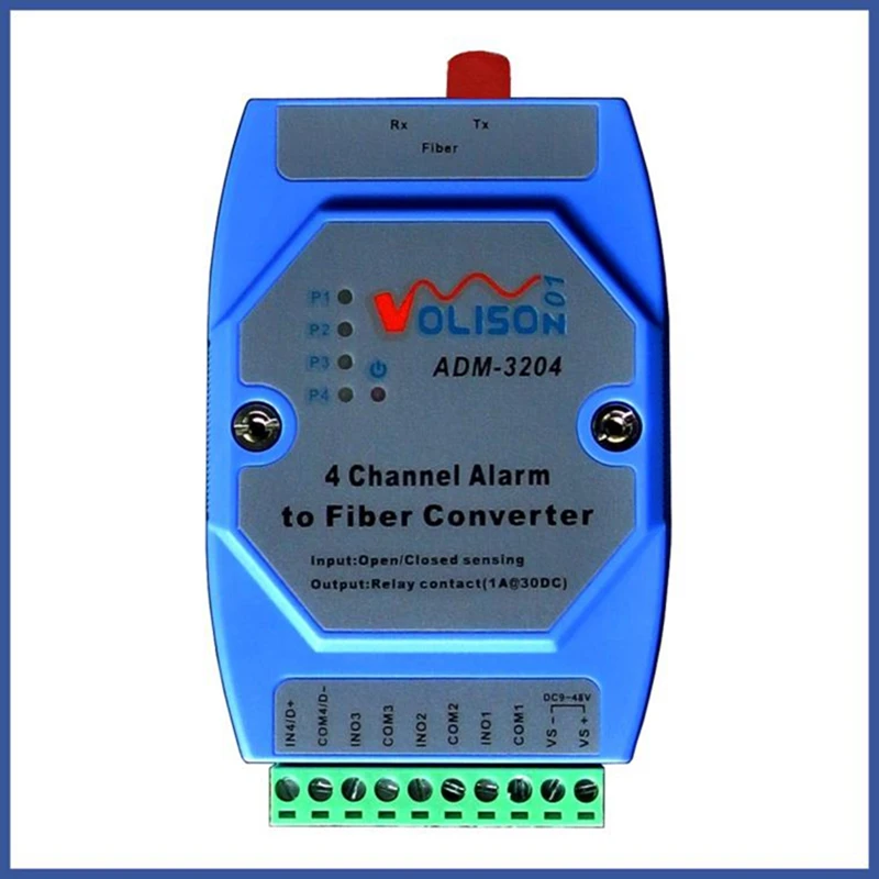 

ADM-3204 industrial grade 4 way switch quantity transmitter 4 alarm switch signal to optical fiber