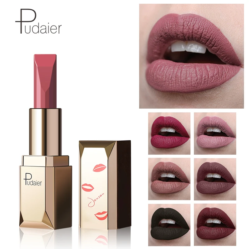 

Pudaier Professional makeup Matte Lipstick Lips Nude Sey Lipstick Lip Waterproof Lipstick Rouge a Levre Mat Lips maquillaje