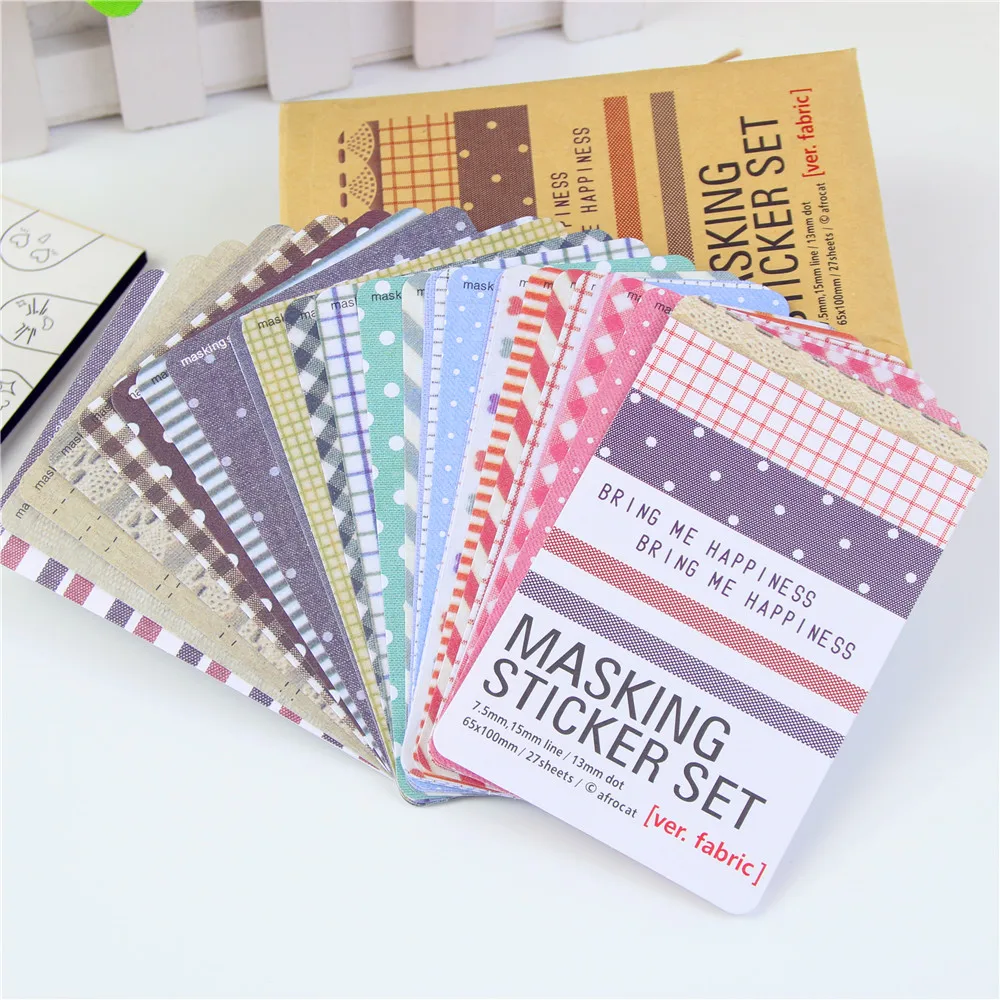 

Hot Sales 27 Pcs Scrapbooking Masking Tape Craft Stickers Pack Decorative Labelling Art Adhesives 1010