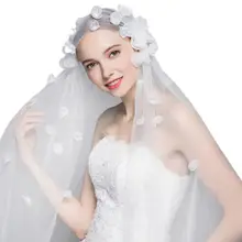 1,5x2 м Однослойная женская короткая свадебная вуаль из тюля с кончиком пальцев, ручная работа, 3D бабочка, цветок, лепестки, Геометрическая тонкая прозрачная Фата для невесты