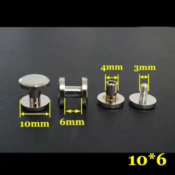 

50pc Q4-10x6 Solid Brass belt screw Chicago Screw Leathercraft